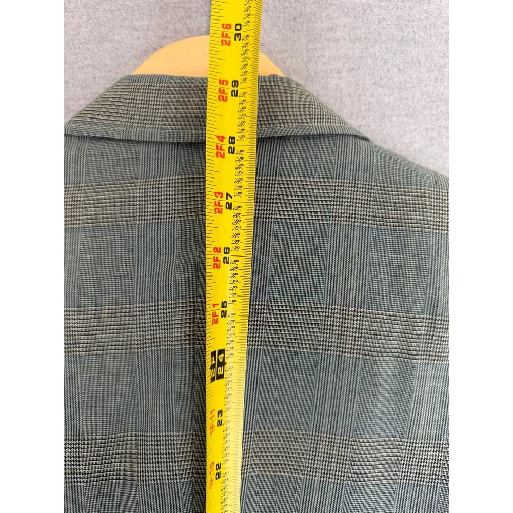 Vintage 60s Sears Pacemaker‎ Double Breasted Glen Plaid Blazer Grey Blue 36S